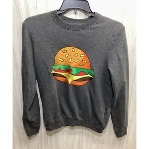 ELEVENPARIS Women's (Size M) Long Sleeve Crew Neck Cheeseburger Sweatshirt